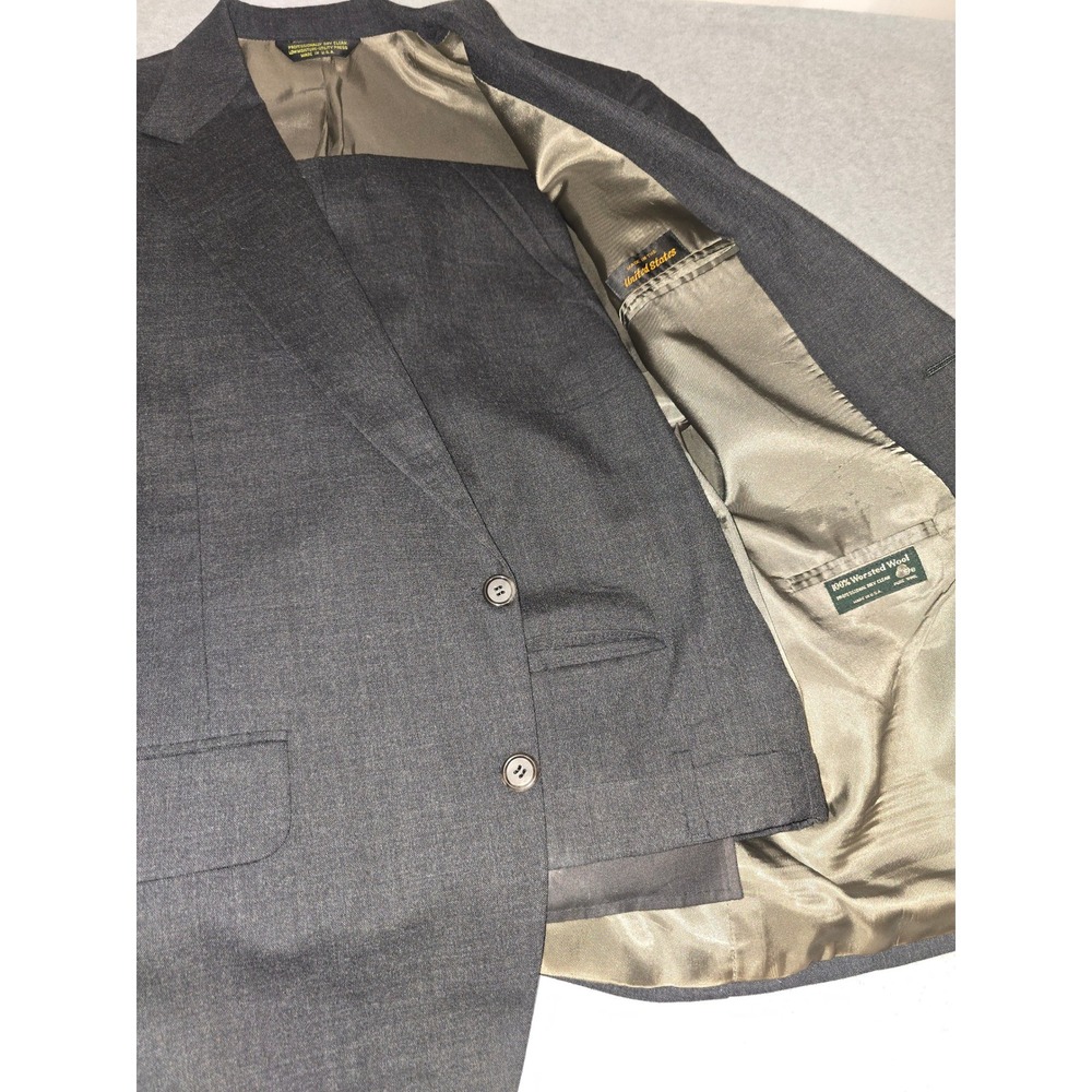 Tailors Row Deansgate Mens Worsted Wool Suit Charcoal Gray 2 Button 45R 35W